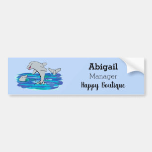 Adorable happy dolphins cartoon illustration bumper sticker