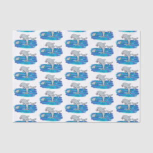 Adorable happy dolphins cartoon illustration tissue paper