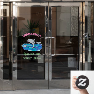 Adorable happy dolphins cartoon illustration window cling