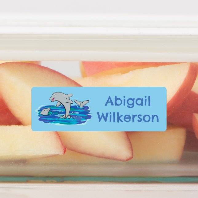 Adorable happy dolphins cartoon personalised (Affixed)