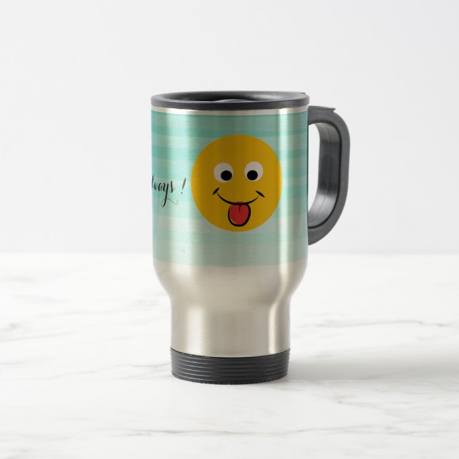 Adorable Happy Emoji Face-Be happy always Travel Mug (Front Right)