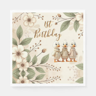 Adorable Happy First Birthday Napkin