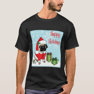 Adorable Happy Holidays Christmas Pug Classic 539 T-Shirt