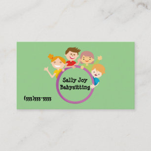 Adorable Happy Kids Design Babysitting Business Card