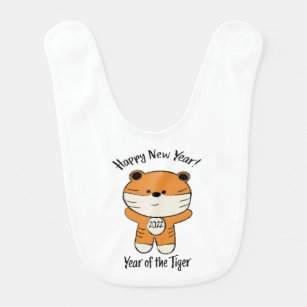 Adorable Happy New Year 2022 Year of the Tiger Bib