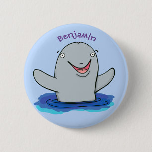 Adorable happy porpoise cartoon illustration 6 cm round badge
