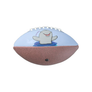 Adorable happy porpoise cartoon illustration american football