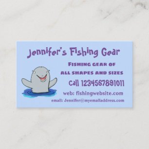 Adorable happy porpoise cartoon illustration business card