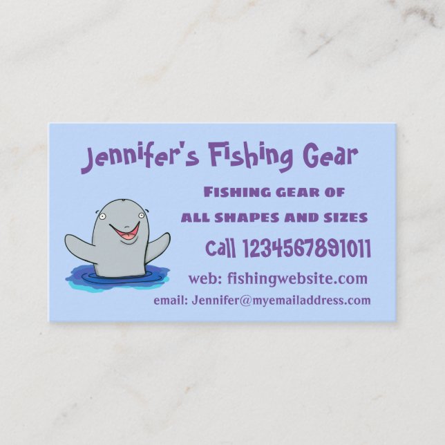Adorable happy porpoise cartoon illustration business card (Front)