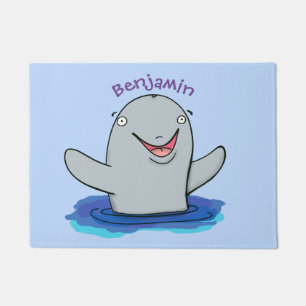 Adorable happy porpoise cartoon illustration doormat