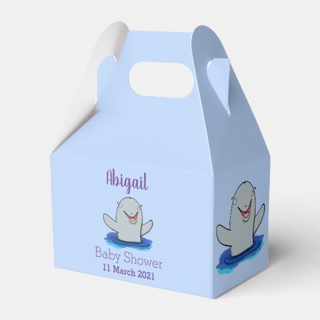 Adorable happy porpoise cartoon illustration favour box (Front Side)