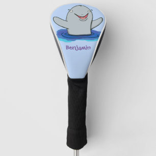 Adorable happy porpoise cartoon illustration golf head cover