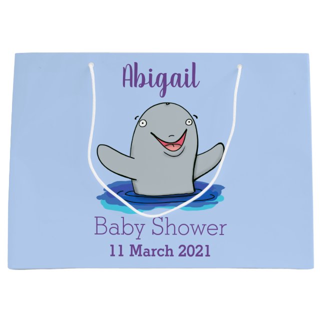 Adorable happy porpoise cartoon illustration large gift bag (Front)