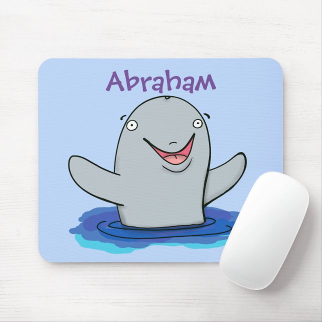 Adorable happy porpoise cartoon illustration mouse mat (With Mouse)