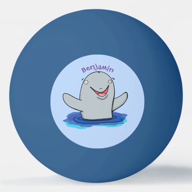 Adorable happy porpoise cartoon illustration ping pong ball (Front)