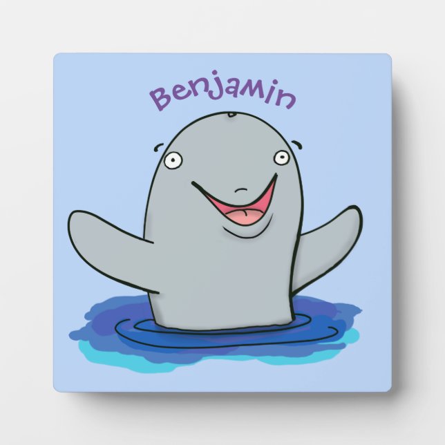 Adorable happy porpoise cartoon illustration plaque (Front)
