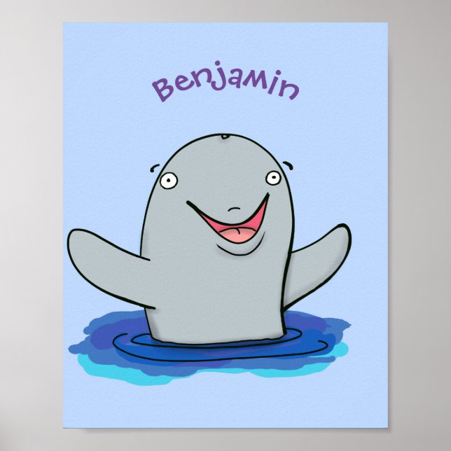 Adorable happy porpoise cartoon illustration poster (Front)