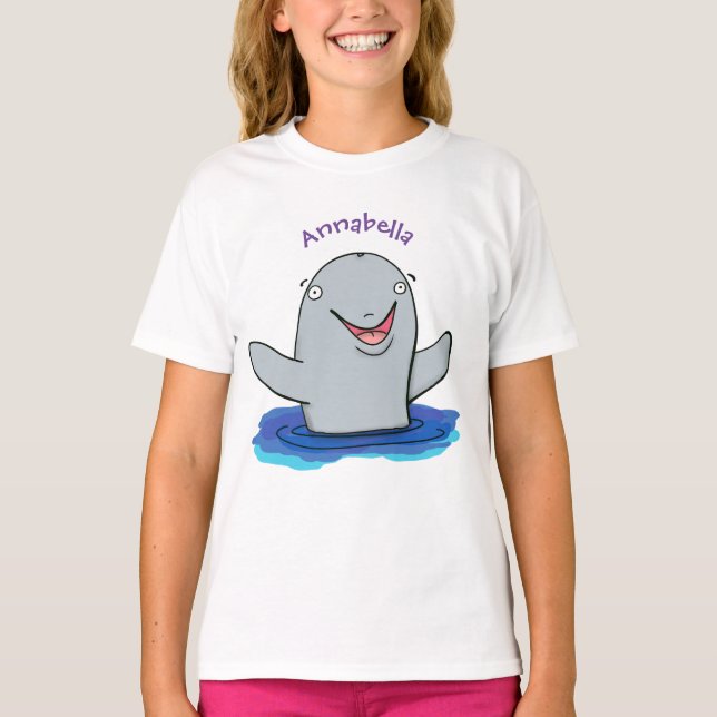 Adorable happy porpoise cartoon illustration T-Shirt (Front)