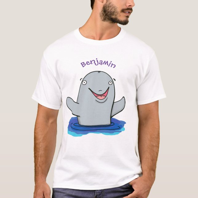 Adorable happy porpoise cartoon illustration T-Shirt (Front)