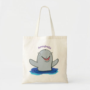 Adorable happy porpoise cartoon illustration tote bag