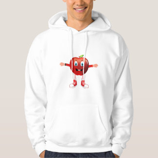 Adorable Happy Red Apple Cartoon Character Hoodie