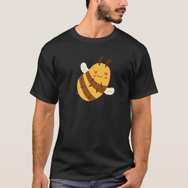 Adorable Happy Wild Bumble Bee Heart Eyes Love Flo T-Shirt (Front)