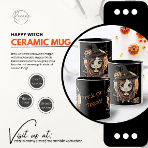Adorable Happy Witch Halloween Ceramic Mug