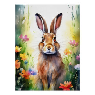 Adorable Hare Portrait Art Poster