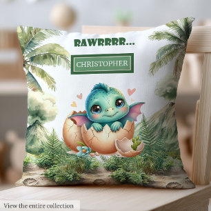 Adorable Hatching Soon Baby Dinosaur Custom Pillow