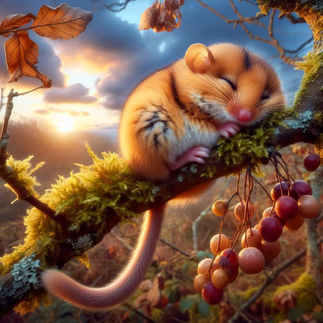 Adorable Hazel Dormouse in a Woodland Tree Poster (Creator Uploaded)
