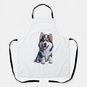 Adorable HD Alaskan Malamute Puppy Portrait - Embr Apron