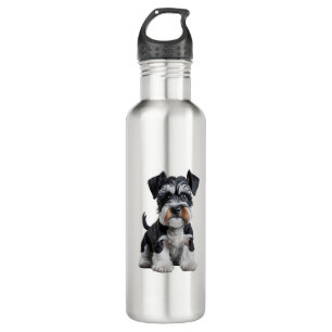 Adorable HD Miniature Schnauzer Puppy Portrait - E 710 Ml Water Bottle