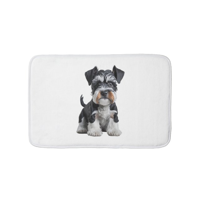 Adorable HD Miniature Schnauzer Puppy Portrait - E Bath Mat (Front)