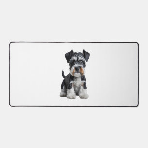 Adorable HD Miniature Schnauzer Puppy Portrait - E Desk Mat