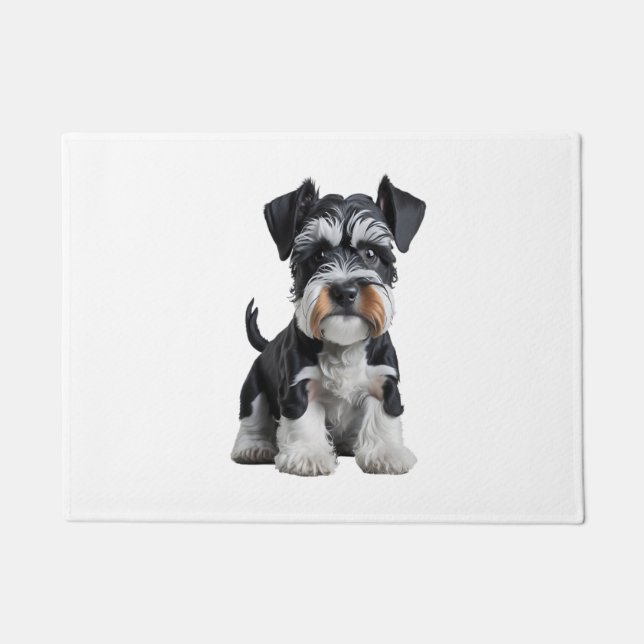Adorable HD Miniature Schnauzer Puppy Portrait - E Doormat (Front)