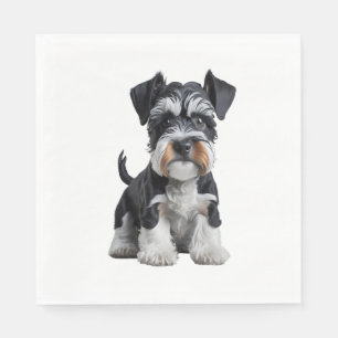 Adorable HD Miniature Schnauzer Puppy Portrait - E Napkin