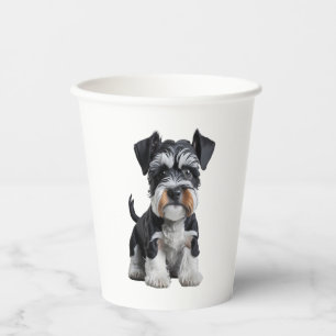 Adorable HD Miniature Schnauzer Puppy Portrait - E Paper Cups