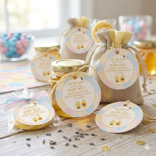 Adorable He or She Baby Bee Gender Reveal Favour Tags