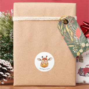 Adorable Hearted Giraffe Head Classic Round Sticker