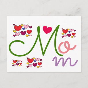 Adorable Hearts Mum Cute Postcard