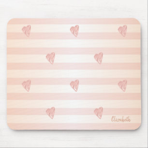Adorable Hearts, Stripes -Personalised Mouse Mat