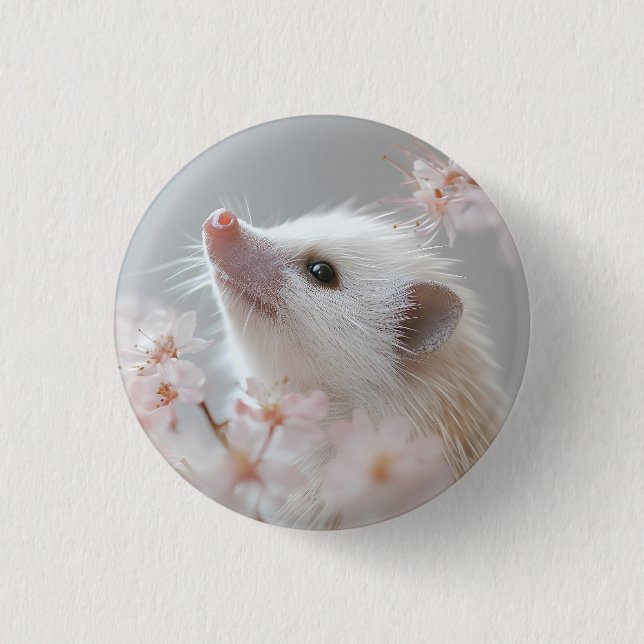 Adorable Hedgehog Among Spring Blossoms  3 Cm Round Badge (Front)