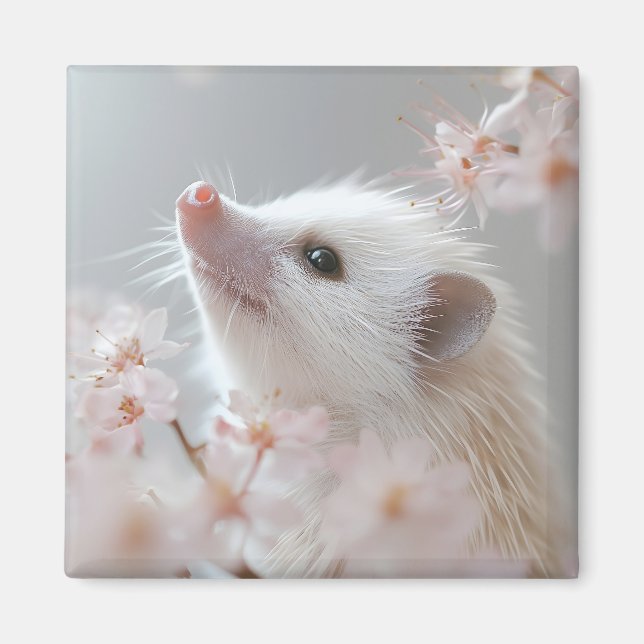 Adorable Hedgehog Among Spring Blossoms  Magnet (Front)
