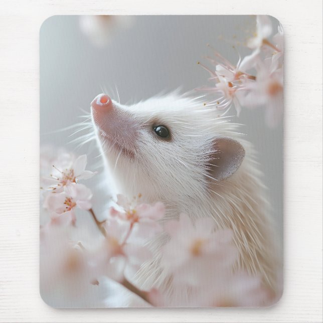 Adorable Hedgehog Among Spring Blossoms  Mouse Mat (Front)
