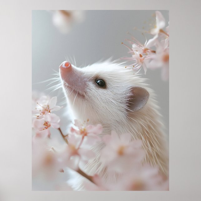 Adorable Hedgehog Among Spring Blossoms  Poster (Front)