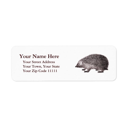 Adorable Hedgehog Antique Engraving Return Address Label