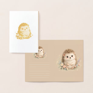 Adorable Hedgehog European Garden Foil Card