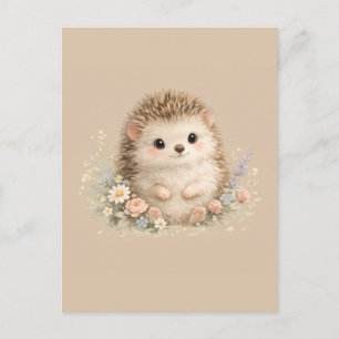 Adorable Hedgehog European Garden Postcard