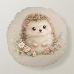Adorable Hedgehog European Garden Round Cushion