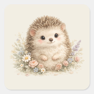Adorable Hedgehog European Garden Square Sticker